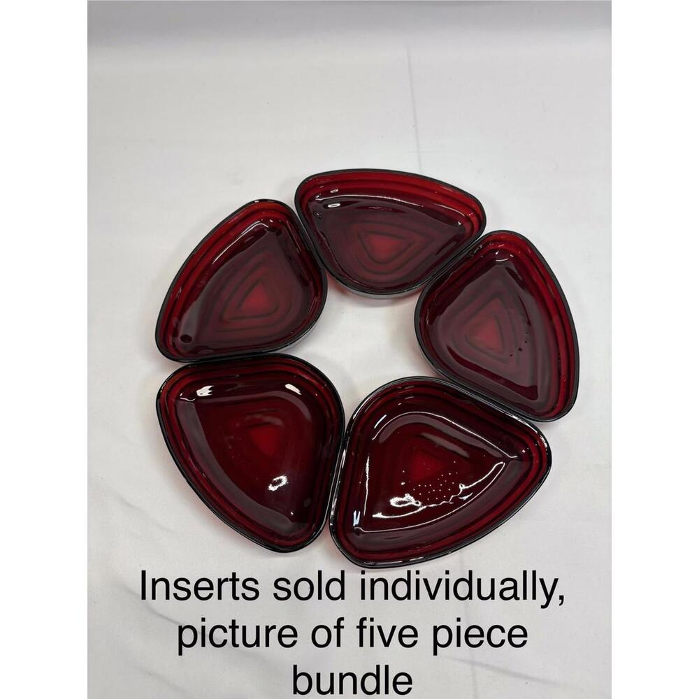 Vintage Anchor Hocking Manhattan Ruby Red Relish Tray Insert Triangular - Picture 14 of 14